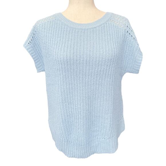 Griege Powder Blue Short Sleeve Knit Capsule Sweater S - Picture 1 of 8